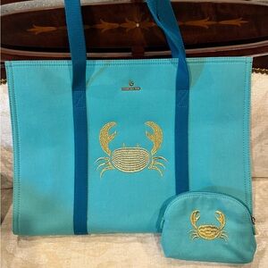 Spartina embroidered crab carry all tote and case